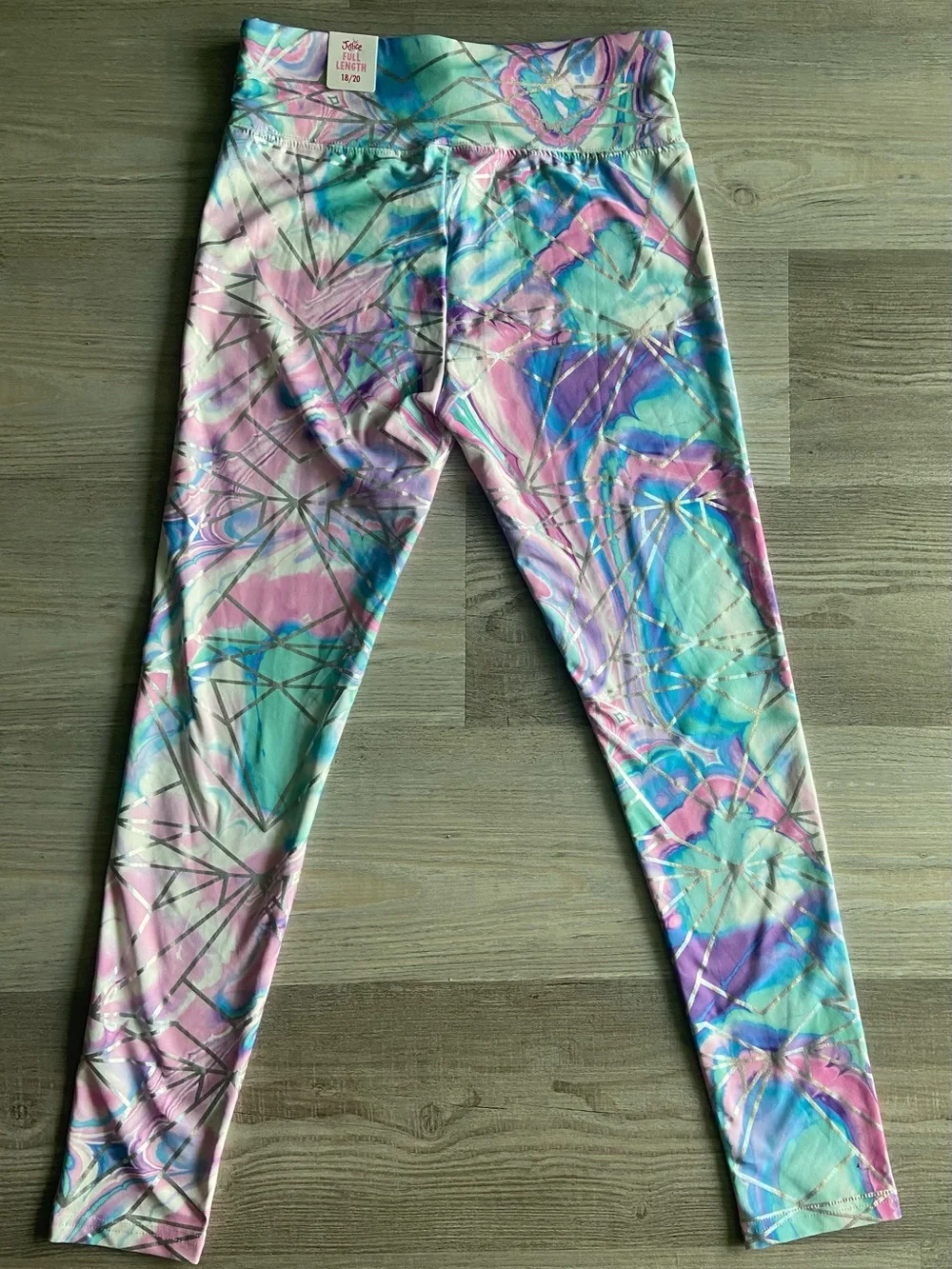 Justice Girls Active Leggings Size 18/20 XL Pastel Geometric Swirl NWT